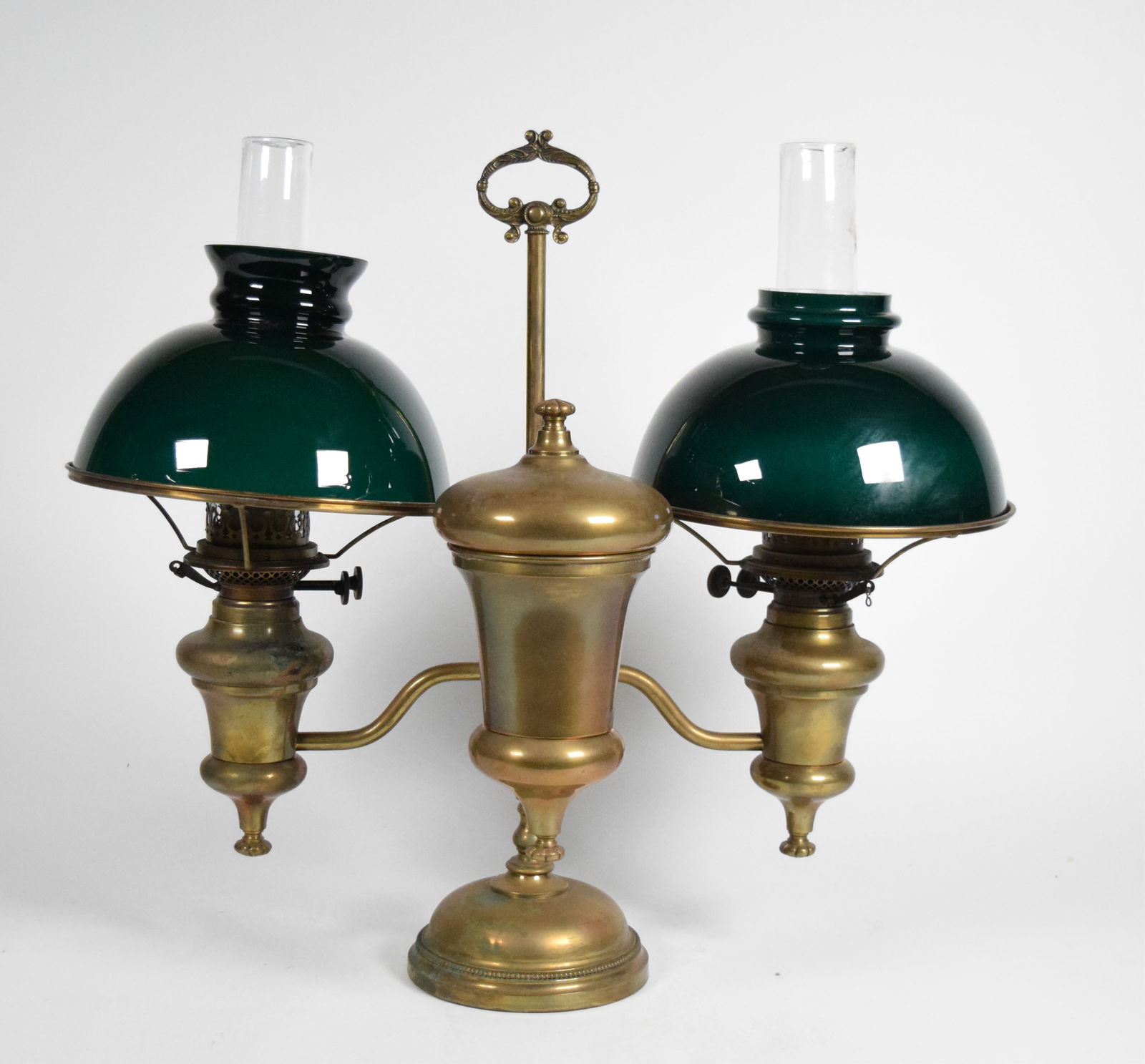 Brass Double Arm Student Lamp Emeralite Shades (1 of 14)