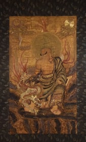 Taming Dragon Arhat Chinese Silk Embroidery