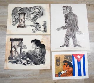 4 Piece Art Lot G. Cristobal Antonio Ray