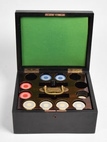 Vintage Poker Chips With Wooden Case 275 Chips
