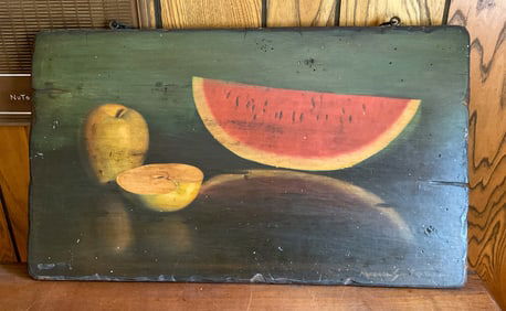 Michael Sanfratello Watermelon hand painted wood