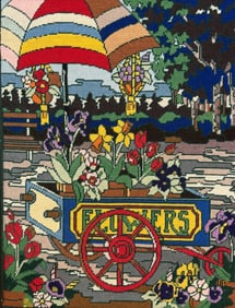 Needlepoint of Flower Cart