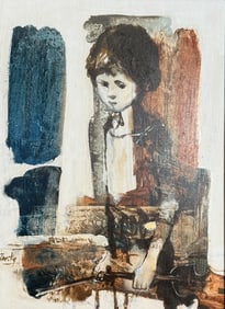 Lou Zansky, Oil on Board, Child with Violin