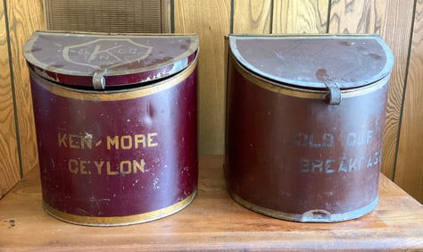 2 Antique Country Store Tea Canisters