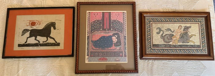 3 Horse and Seahorse Art Micro Mosaics Kermes
