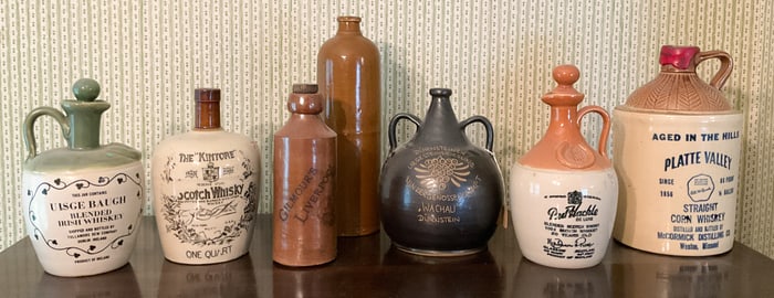 7 Vintage Whiskey Bottles