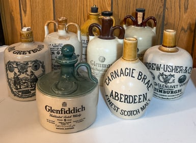 8 Vintage Whiskey Bottles Glenkirk Carnegie Glen