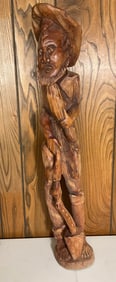 Carved Wooden Farmer Figure