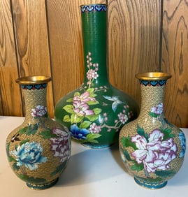 3 Chinese Cloisonne Decorative Vases