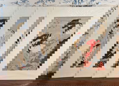 4 Woodcuts print After Kitagawa Utamaro