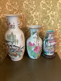 Lot of 3 Asian Oriental Ceramic Vases