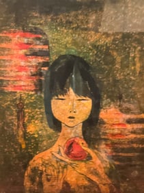 Hoi Lebadang Serigraph on Paper, Girl with Flower