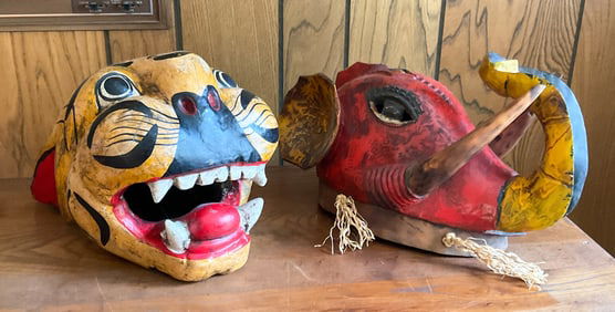 2 Wood Carved Masks