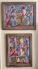 Pair of Haitian - Oil on Board Cerico