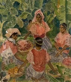 Harvest Watercolor "To Mable Kieffer" C.B. Falls
