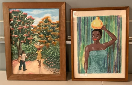 2 Spanish Art - Ed Jean oil on board Lithograph