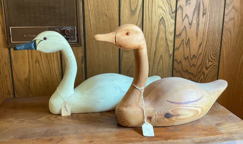 2 Wooden Duck Decoys - Andy Anderson
