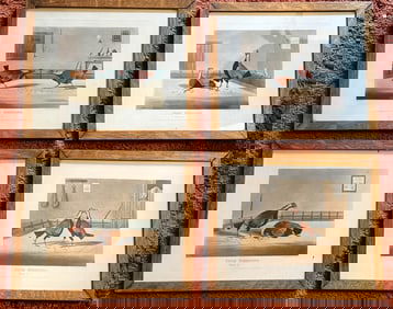 4 Cock Fighting Prints English Circa 1850 Duck