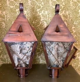 Pair of Arts & Crafts Electric Post Lanterns