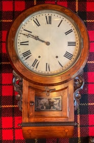 Wall-Mounted Wooden Schoolhouse Clock