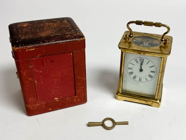 French Carriage Clock With Key in Case