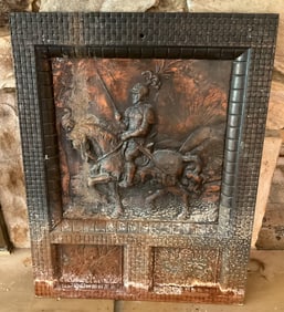 Copper Fireback Fire Back Man on Horse