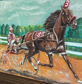 Pastel on Paper, Jockey Riding Horse