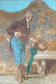 Costa Framed Art Shadowbox of a Musician, o/c