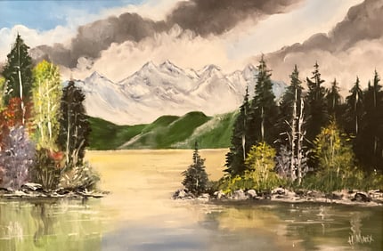 H Marx, Oil on Canvas, Lake scene