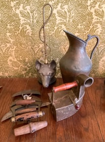 Copper Pitcher, Charcoal Iron, Cast Iron Door Stop