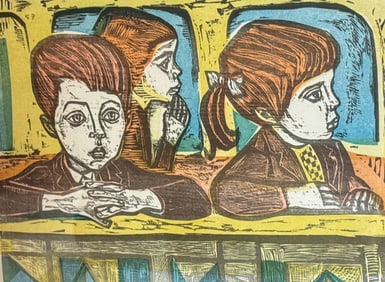 Irving Amen Lithograph "At the puppet theatre"