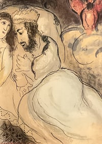 Chagall, Colored Lithograph, Sarah and Abimelech