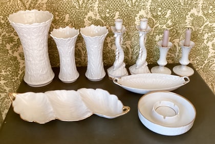10 Lenox Vases, Candle Holders Serving Dishes