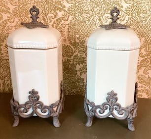 Lot of 2 - Provincial Ceramic Cream Canister Set