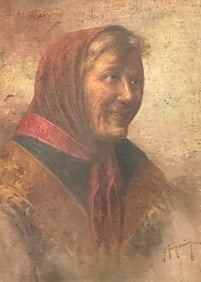 H Gingering?, Portrait of a Lady, oil on board