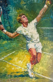 Tennis Player Oil On Canvas After Jim Jonson