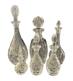 6 Crystal Cruet Bottles Incl. Waterford and Ceska