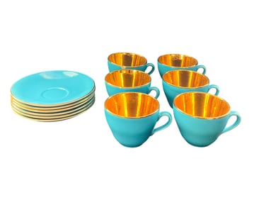 Blue & Gold Royal Copenhagen Demitasse Cup Set