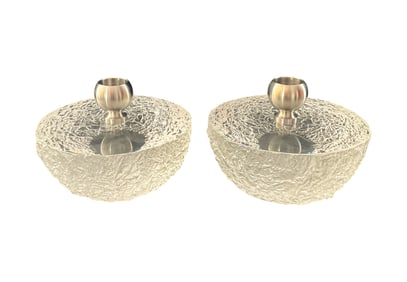 Pair of Steuben Crystal Candle Holders