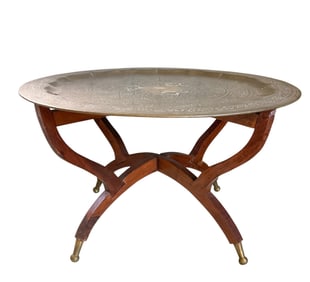 Bohemian Round Brass Tray Table