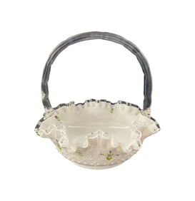Fenton White Hobnail Glass Bridal Basket