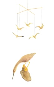 Wood Carving Greater Yellowlegs & Seagull Mobile