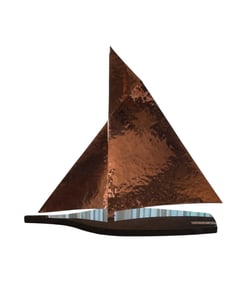 Hammered Copper Sailboat on Granite Base