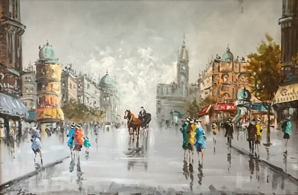 Oil on Canvas Impressionist Paris Street