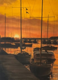 R.B. Matthias Acrylic on Canvas Sunset Harbor