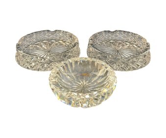 3 Crystal Ash Trays Incl. Waterford