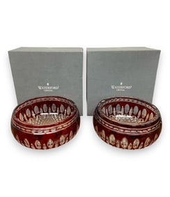 2 Waterford Crystal Clarendon Ruby 6" Bowls
