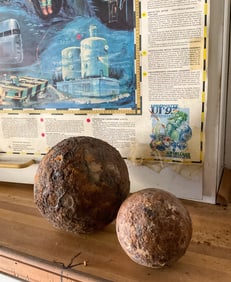2 Antique Cast Iron Cannon Balls, Maritime Salvage
