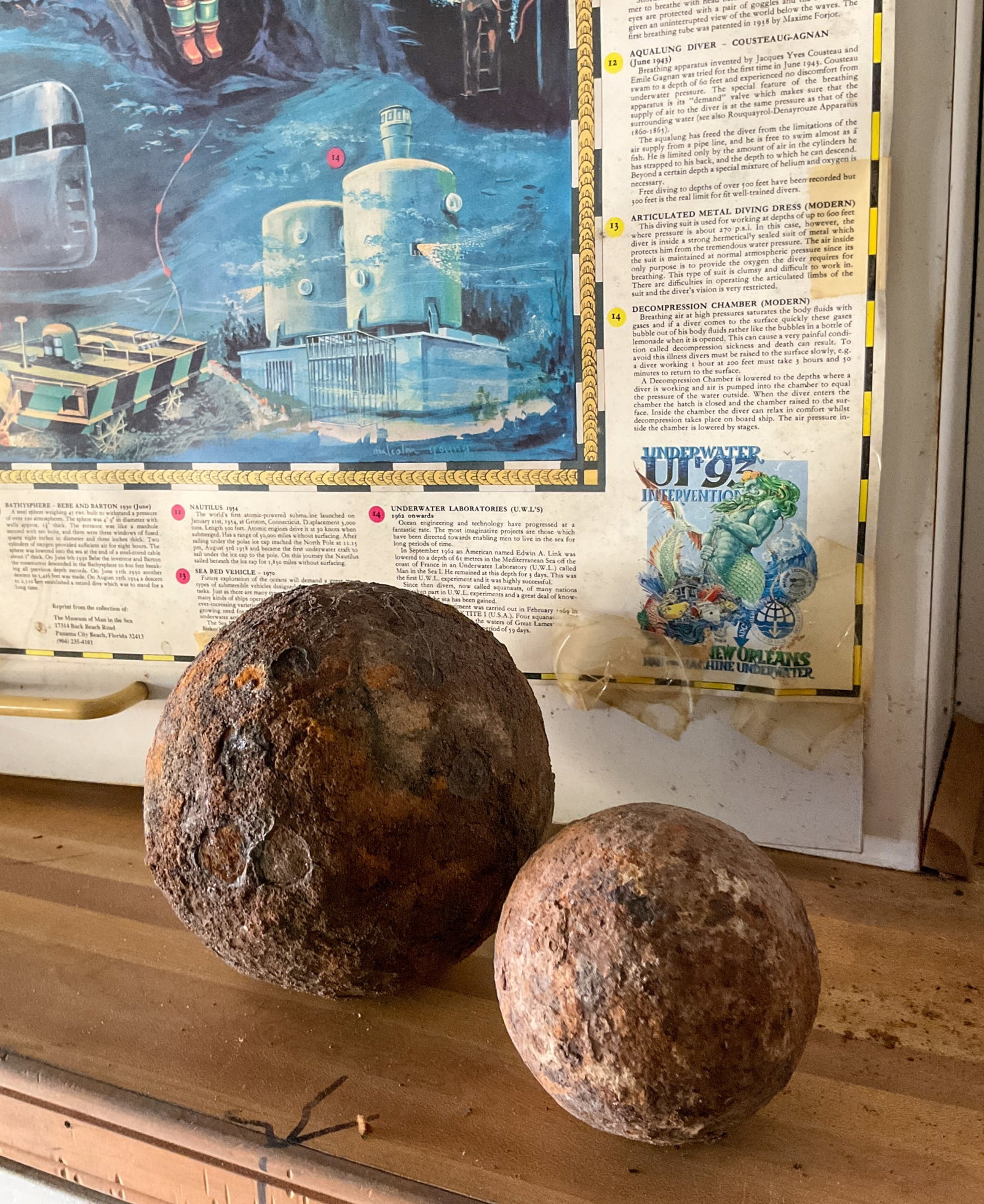 2 Antique Cast Iron Cannon Balls, Maritime Salvage (1 of 3)