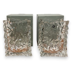 Pair of Rosenthal 9" Crystal Bag Vases